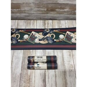 3 Rolls Norwall Golf Wallpaper Border Prepasted 15 yds Total LM72512 Green Navy